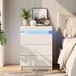 TUKAILAi Wit nachtkastje met LED-verlichting, hoogglans 3 laden en bovenste opslag nachtkastje nachtkastje commode voor slaapkamer woonkamer