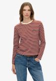 Superdry Essential Logo Stripe Longsleeve Top Dames Bordeaux Rode Streep