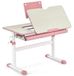 Bureau d'enfant réglable en hauteur (51-73 cm), inclinable, avec tiroir, de couleur rose