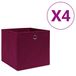 VidaXL Boîtes de rangement 4 pièces - 28x28x28 cm - Tissu non-tissé - Rouge foncé