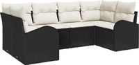 vidaXL Tuinbank Set - 6-delig - Zwart - Polyrotan