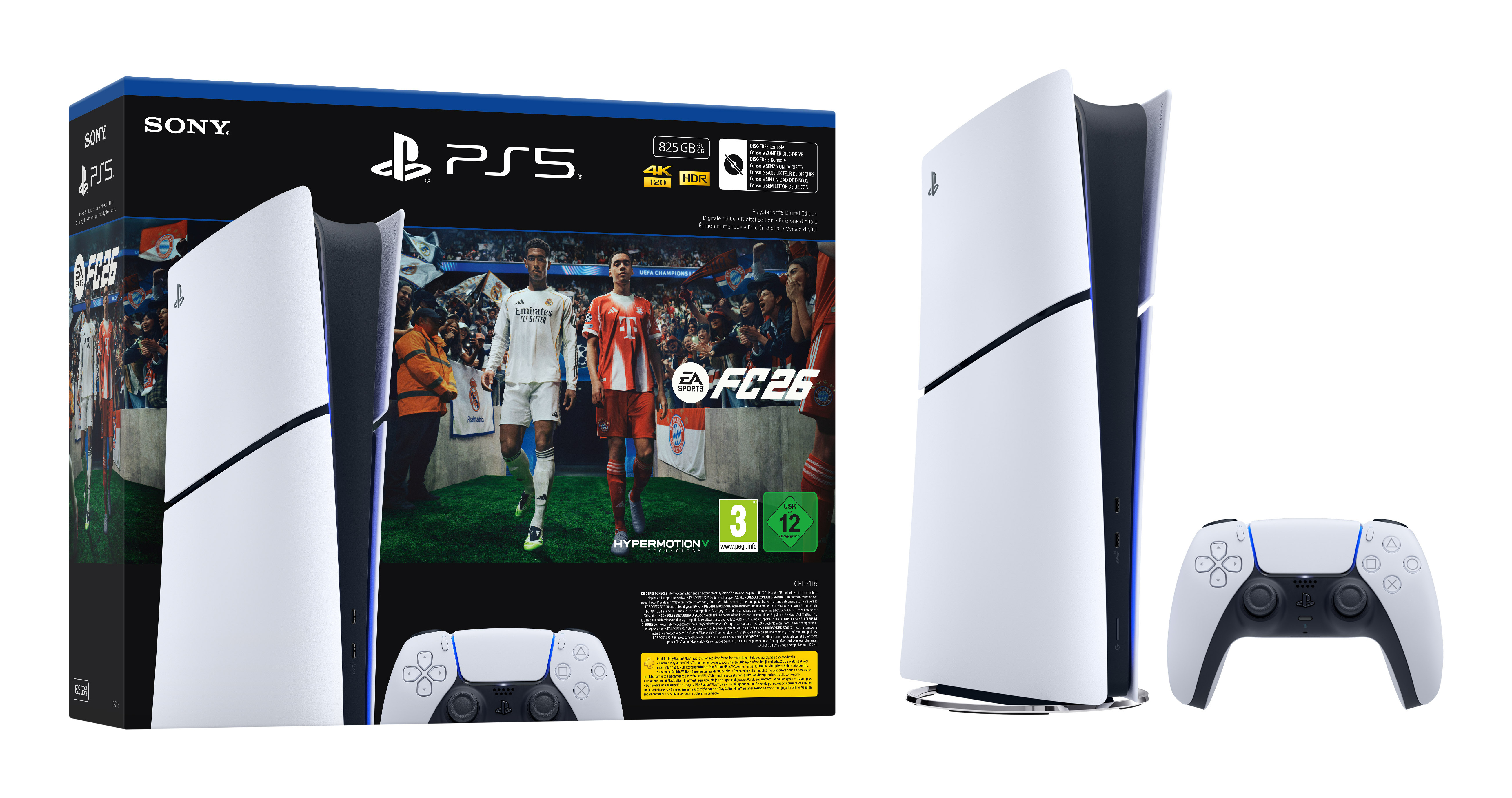 Sony PlayStation 5 Digital + EA Sports FC 26 Bundle - 825 GB - Black, White