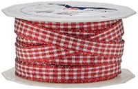 Pressent cadeaulint, rood/wit, rol 20 m 10 mm