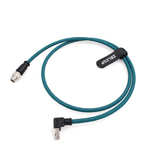 ZBLZGP M12 8 Positie X-Code Mannetje naar Rechte hoek RJ45 Cat6a Ethernet Afgeschermde Kabel voor Cognex Industriële Camera (1M)