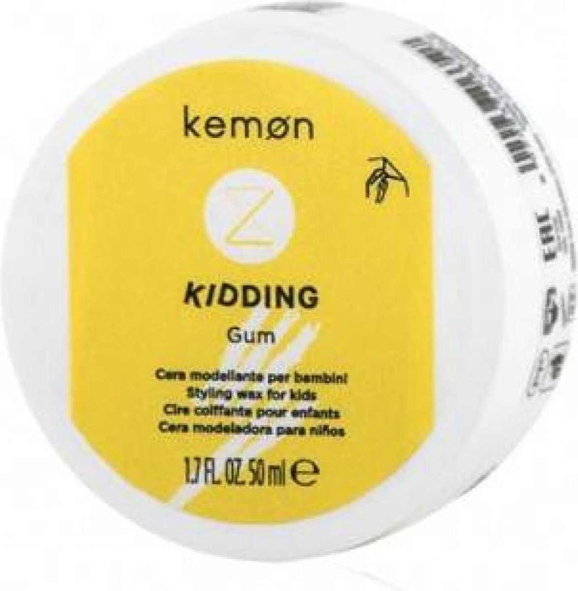 Kemon Liding Kidding Gum Haarwax voor gemiddelde grip, styling-wax vrij van gevoelige allergenen, ideaal voor kinderen vanaf 3 jaar, 50 ml