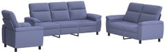 vidaXL Canapé 3 pièces Jean Bleu Tissu