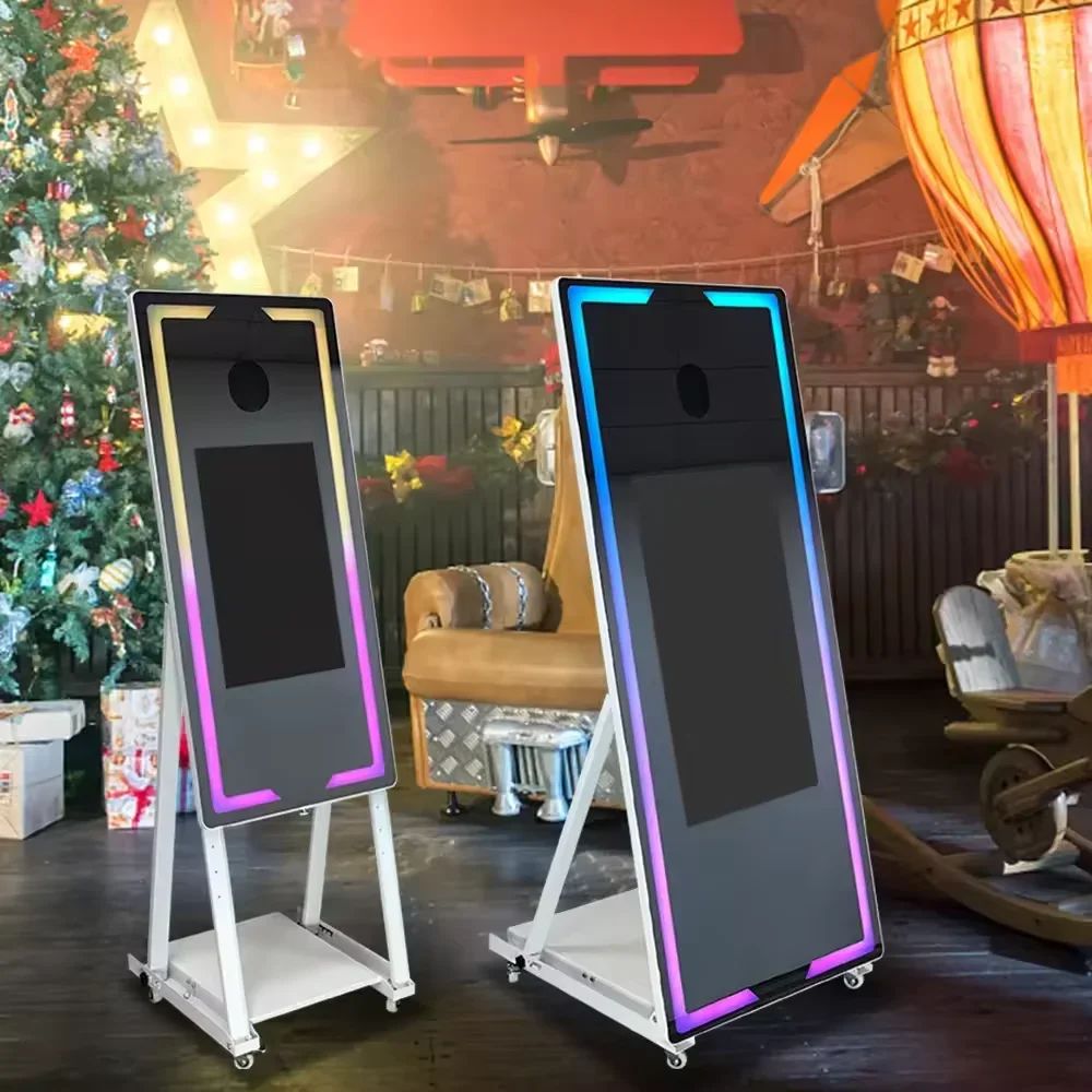 NONE Icecat Touchscreen DSLR fotohokje draagbaar 43''-65 inch spiegel magic fotohokje machine voor bruiloft feest activiteit gratis invullicht