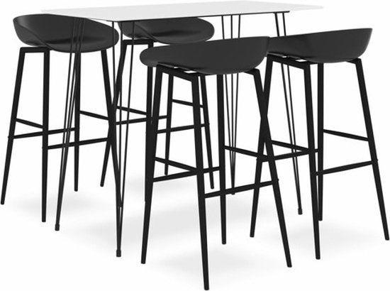 vidaXL 5-delige Barset wit en zwart