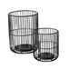 Boltze Windlicht Cindy 2033181, 2-delig, zwart, ijzer, glas, 14-20 cm hoog, modern design, tuindecoratie, tafeldecoratie, kaarsen accessoires, windlicht, theelichtglas