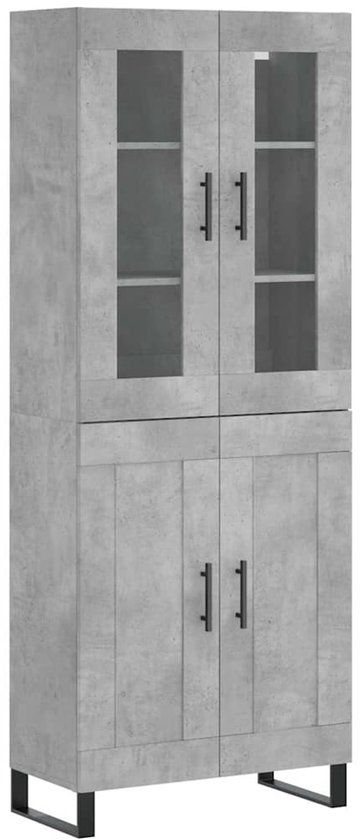 vidaXL Hoge kast 69,5x34x180 cm bewerkt hout betongrijs