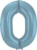 Folat Folieballon Cijfer 0 Blauw Pastel Metallic Mat - 86 cm