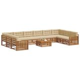 vidaXL - Sofa-Sets - 11 - st - Natuurlijk - en - Beige - Massief - Acacia - Hout
