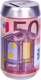 Merkloos / Sans marque Concorde Iberica Spaarpot blik - 50 euro biljet print - metaal - D7 x H12 cm