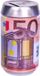 Merkloos / Sans marque Concorde Iberica Spaarpot blik - 50 euro biljet print - metaal - D7 x H12 cm