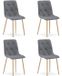 LEOBERT LIBRA Chaise de salle à manger – Lot de 4 – Tissu gris foncé – Pieds en bois