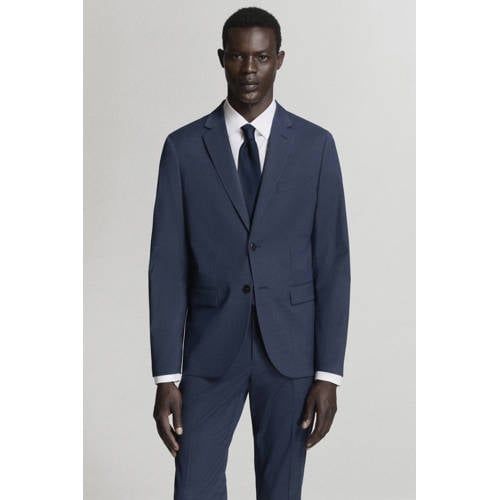 Mango Man middenblauw geruit slim fit colbert
