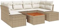 vidaXL - Tuinbank - Set - 7 - st - Beige - en - Crème - poly - rattan