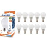 LED-lamp, standaard A60, E27-fitting, 9W (806 lumen komt overeen met 60W), warm wit licht 3000K, SMD-technologie, 200° bundel, verpakking van 10 lampen