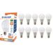 LED-lamp, standaard A60, E27-fitting, 9W (806 lumen komt overeen met 60W), warm wit licht 3000K, SMD-technologie, 200° bundel, verpakking van 10 lampen
