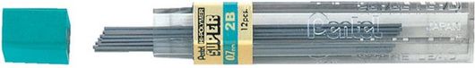 Pentel Super Hi-Polymeer navulleidingen 0,7 mm, graad 2B (pak van 12 buizen - 144 leads)