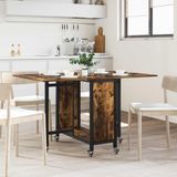 vidaXL Eettafel met wieltjes 130 x 80 x 76,5 cm Hout