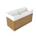 Saniclass Set meuble de salle de bain en bois - 100x45x52cm - Lavabo en céramique Legend blanc - 1 vasque - 1 trou de robinetterie - 1 tiroir - chêne mat naturel (bois) SW1420769/SW1382548