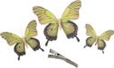 Othmar Decorations Decoratie vlinders op clip 3x stuks - geel - 3 formaten - 12/16/20 cm