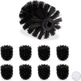 Tête de brosse WC - set van 9 - zwart - kunststof - 8 cm
