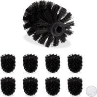 Tête de brosse WC - set van 9 - zwart - kunststof - 8 cm