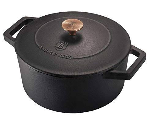 Berlinger Haus Black Royal Collection Ovenschotel - 24 cm - cast iron - BH/6492 - zwart/rose goud roestvrij staal 18/8