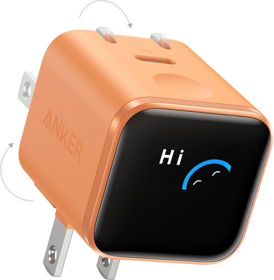 Anker Nano 45W USB-C Snellader met Smart Display - Oranje