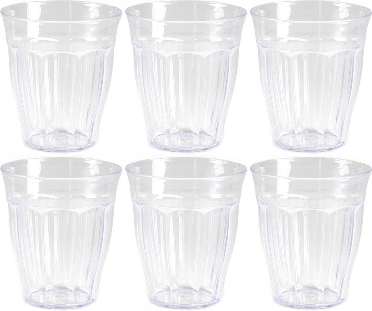Forte Plastics Picardie - Drinkglazen - 250 ml - Transparant - Kunststof - 6 stuks