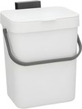 Gerimport GFT Prullenbakje - 23 cm - met klepdeksel - wit - 3 ltr - voor keukendeurtje