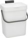 Gerimport GFT Prullenbakje - 23 cm - met klepdeksel - wit - 3 ltr - voor keukendeurtje
