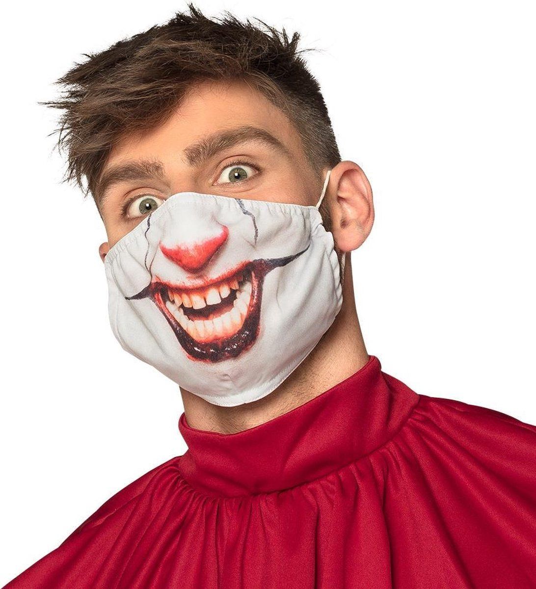 Boland Monsterclown Mondkapje - Rood/Zwart - 24 x 14 cm