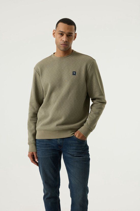 Garcia Heren Print Sweater Groen Lange mouw