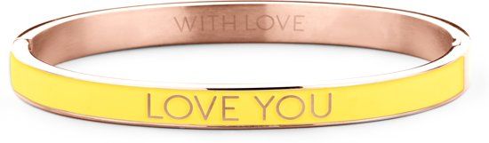Key Moments 8KM BC0018 Stalen Bangle met Tekst - Love You - Rosé/Geel