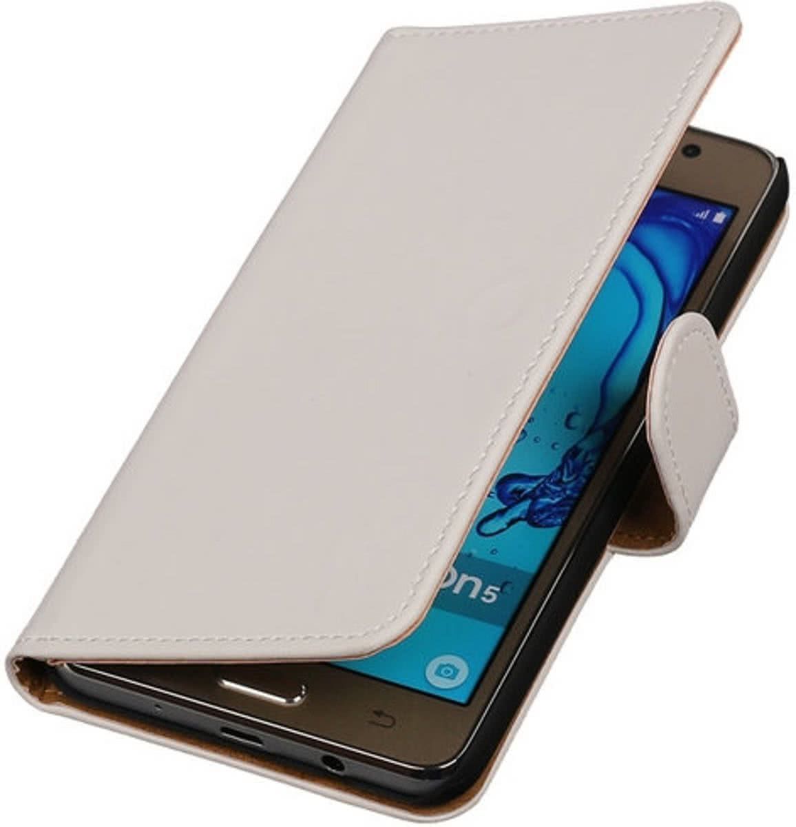 Best Cases Panda Best Cases Samsung Galaxy On5 - Effen Wit Booktype Wallet Hoesje