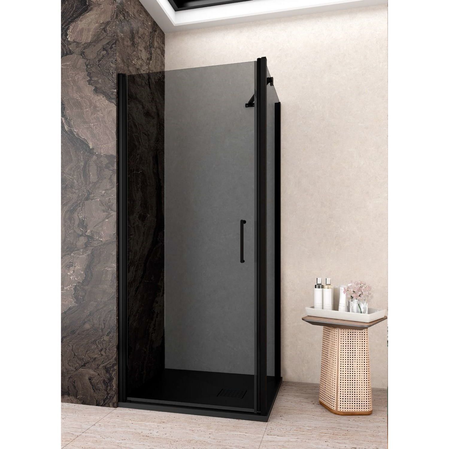 Lacus Douchecabine lacus giglio evo 1 klapdeuren rookglas zwart (alle maten)