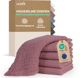Laleni Hydrofiele Doeken - 100% Katoen - Mousseline - 70x70cm - Oud roze - Set van 5
