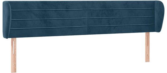vidaXL Hoofdbord met randen 203x23x78/88 cm fluweel donkerblauw