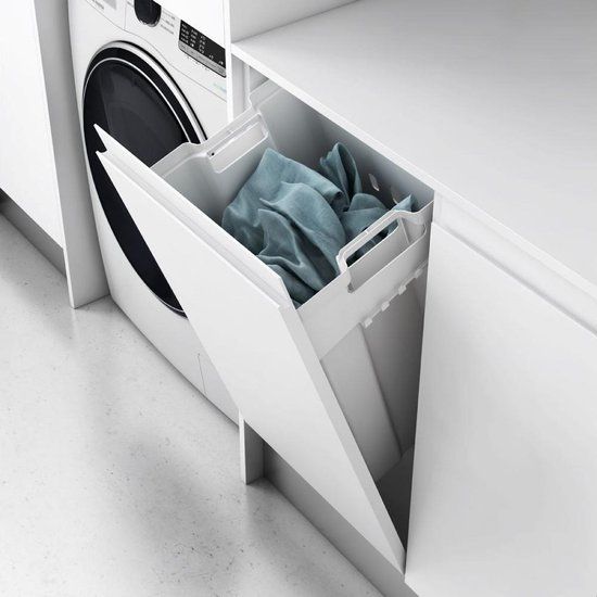 Eleganca Uitneembare Wasmand - 40L - Wit - Kunststof - Inbouw - Ophangbaar