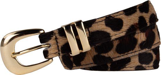 Legend Dames Leren Riem Panter Bruin 80cm