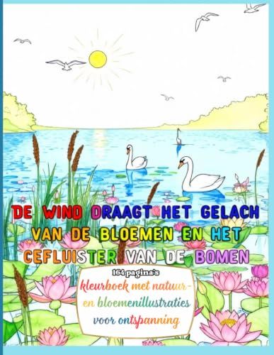 Kleurboek met natuur- en bloemenillustraties voor ontspanning