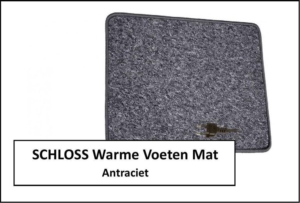 Schloss Elektrische verwarmde mat om voeten te verwarmen met dimmer 40x60 cm 45W-60w, antraciet