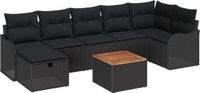 vidaXL Tuinbank - Set - 8 - st - Zwart - poly - rattan