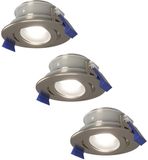 HOFTRONIC Set van 3 Lima LED inbouwspots - 4 Watt 345 Lumen - 6500K daglicht wit - GU10 - Dimbaar - Rond - Kantelbaar - IP65 Waterdicht - RVS