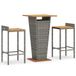 Barset de jardin 3 pièces poly rotin et acacia massif gris