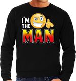 Bellatio Decorations Shoppartners Bv Funny emoticon sweater I am the man zwart voor heren - Fun / cadeau trui L