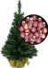 Merkloos / Sans marque Everlands Mini kerstboom kunst - 75 cm hoog - 40 roze kerstballen - 81 takken